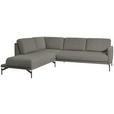 ECKSOFA in Flachgewebe Graubraun  - Anthrazit/Graubraun, Design, Textil/Metall (230/254cm) - Ambiente