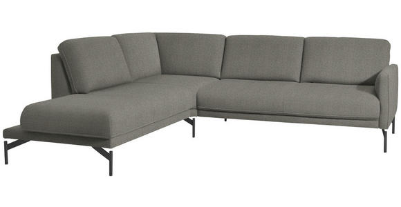 ECKSOFA in Flachgewebe Graubraun  - Anthrazit/Graubraun, Design, Textil/Metall (230/254cm) - Ambiente