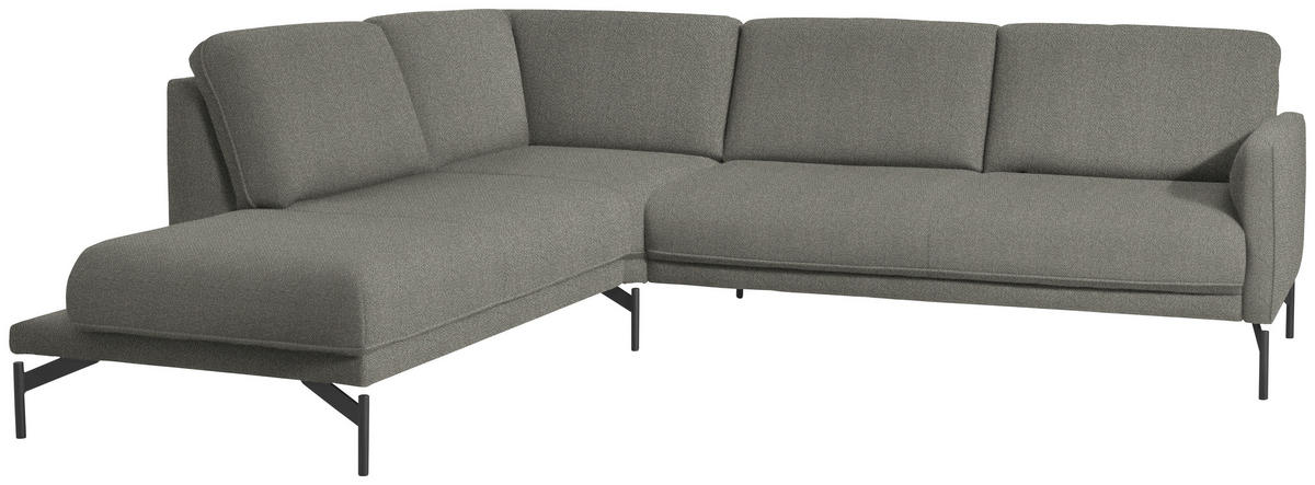ECKSOFA in Flachgewebe Graubraun  - Anthrazit/Graubraun, Design, Textil/Metall (230/254cm) - Johann Jakob