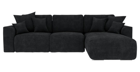 ECKSOFA in Samt Dunkelgrau  - Chromfarben/Dunkelgrau, KONVENTIONELL, Kunststoff/Textil (293/195cm) - Carryhome