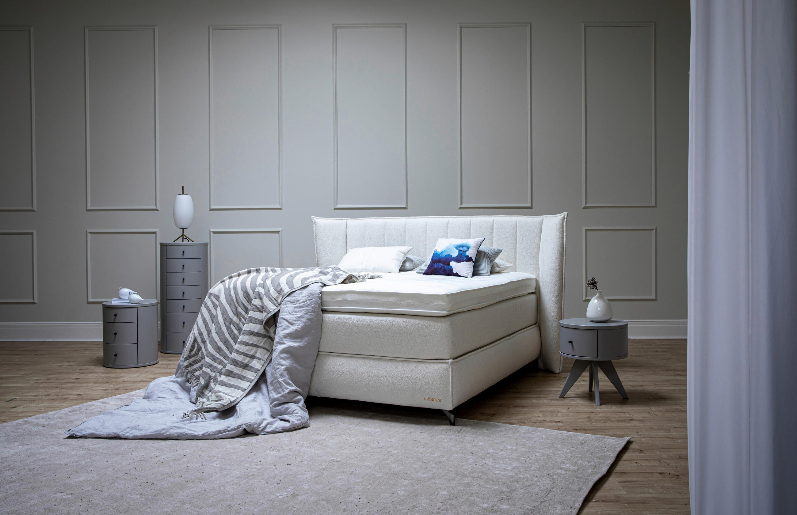 BOXSPRINGBETT 180/200 cm  in Creme  - Creme/Schwarz, Konventionell, Holz/Textil (180/200cm) - Sjöholm
