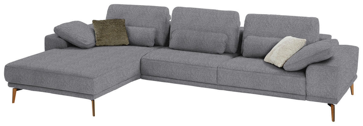 ECKSOFA Flachgewebe Grau  - Wildeiche/Grau, Design, Holz/Textil (193/334cm) - Niels Andersson
