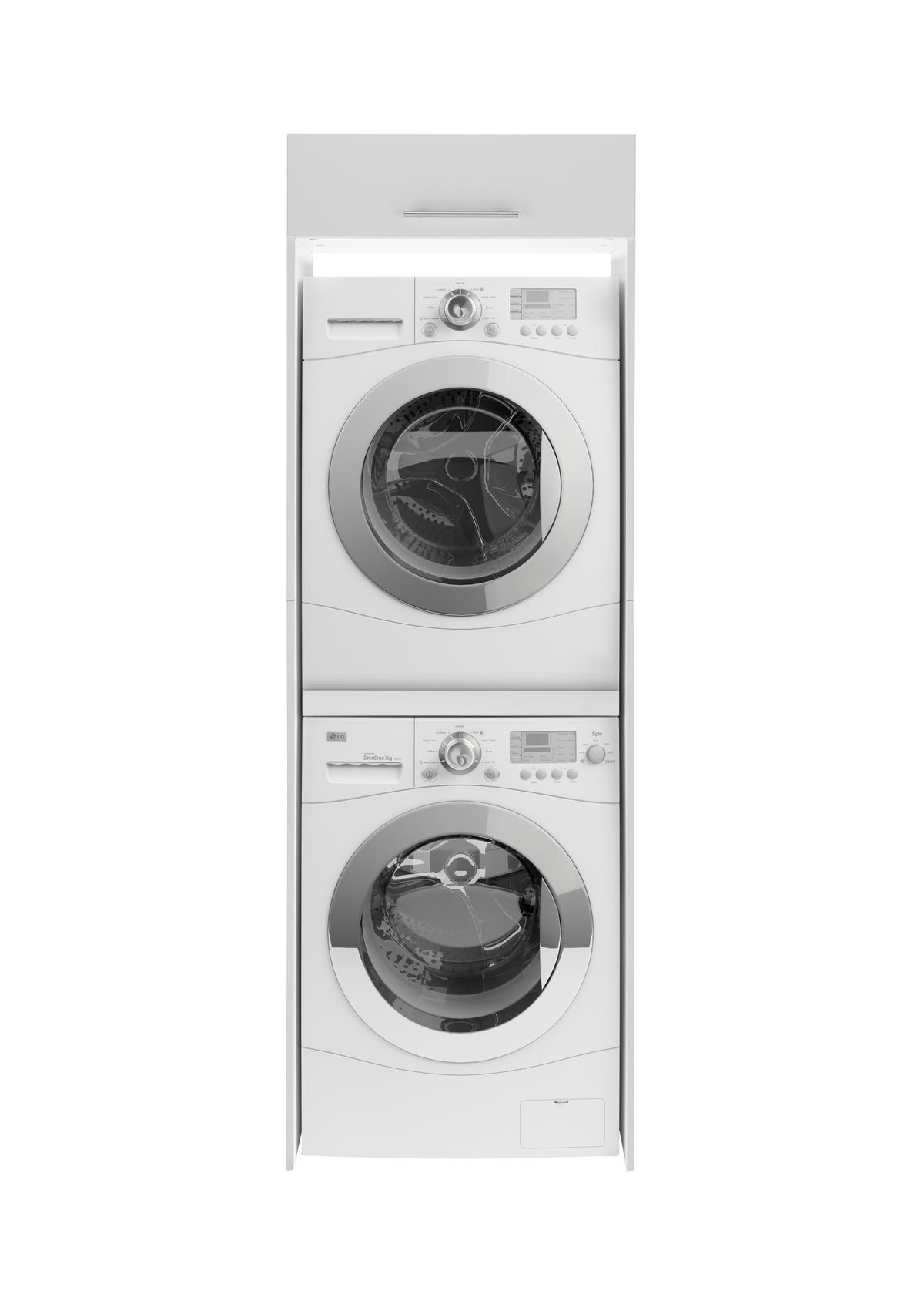 WASCHMASCHINENSCHRANK 67,4/200/67,6 cm  in Weiß  - Edelstahlfarben/Weiß, KONVENTIONELL, Holzwerkstoff/Metall (67,4/200/67,6cm) - Respekta