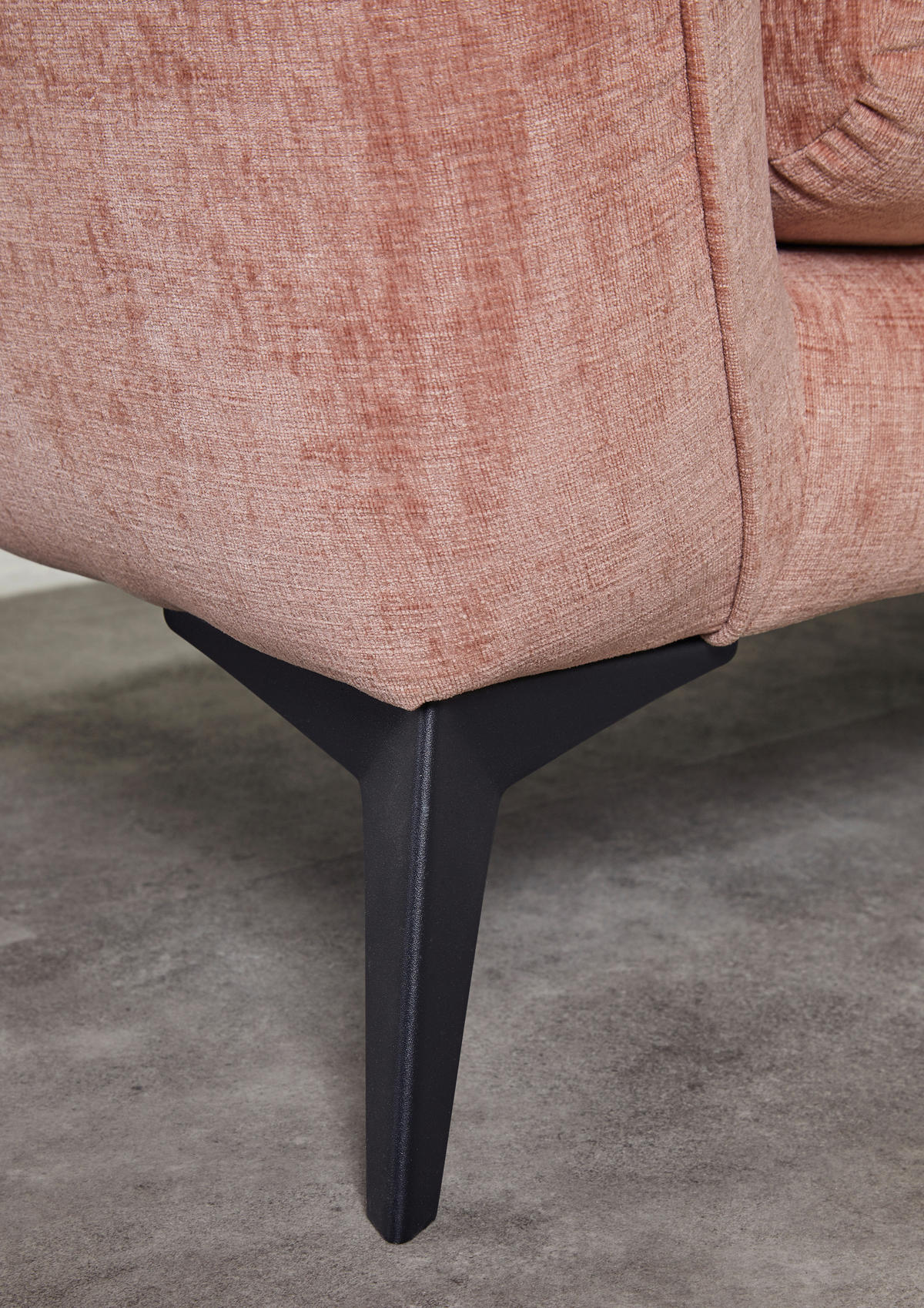BIGSOFA in Flachgewebe Altrosa  - Schwarz/Altrosa, Konventionell, Textil/Metall (215/70/98cm) - Carryhome