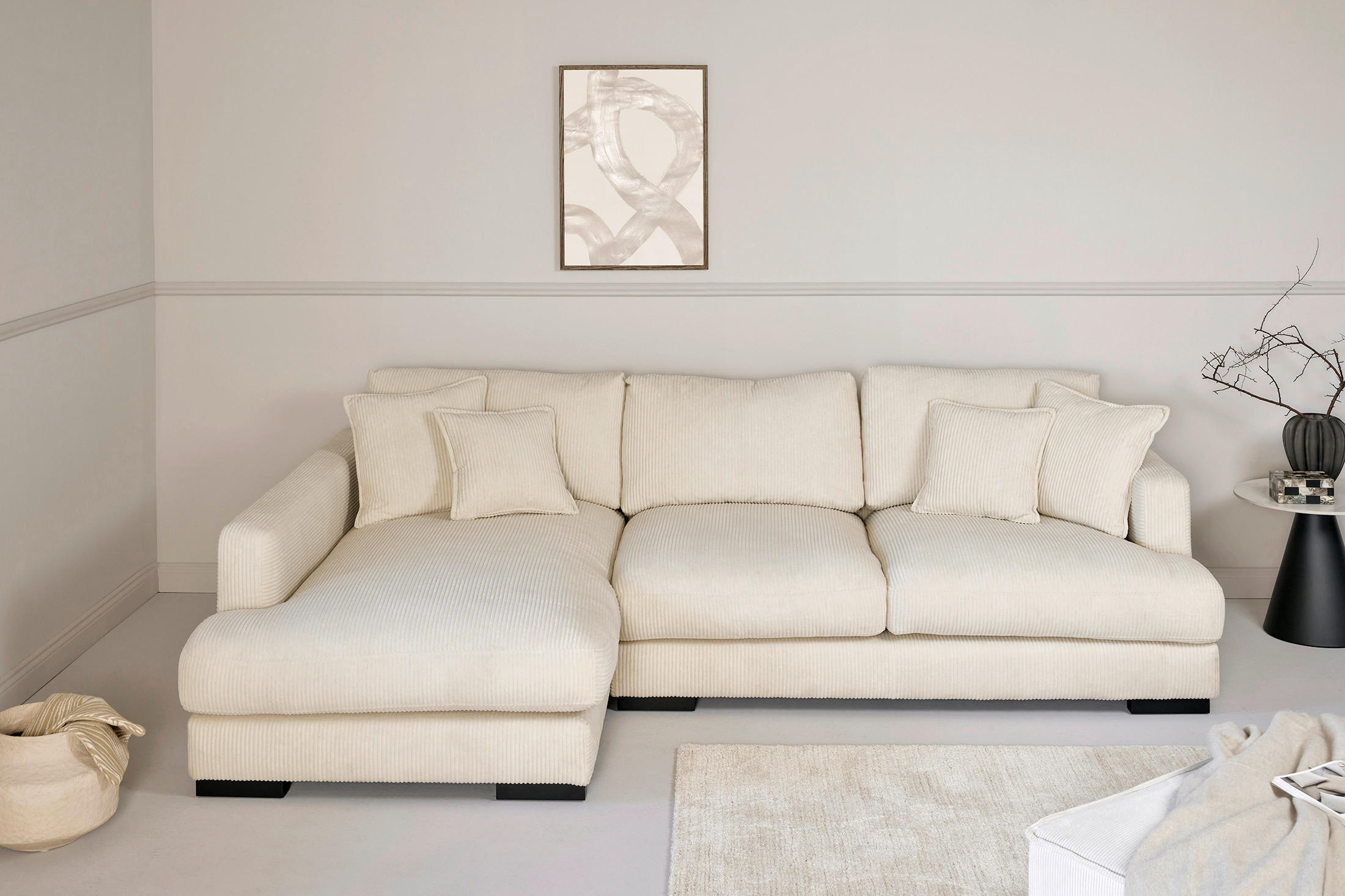 Livetastic Ecksofa Relax Aspen Corner M-L EU Weiß, Ecru 271x166 cm