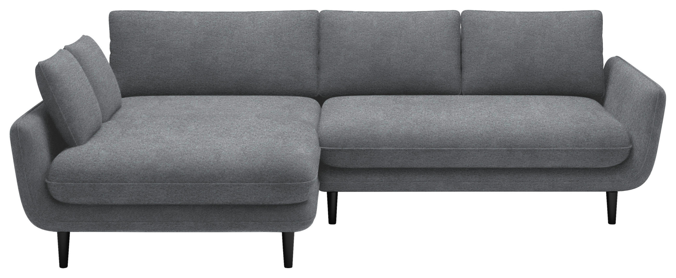 ECKSOFA in Velours Grau  - Schwarz/Grau, Design, Holz/Textil (167/260cm) - Welnova