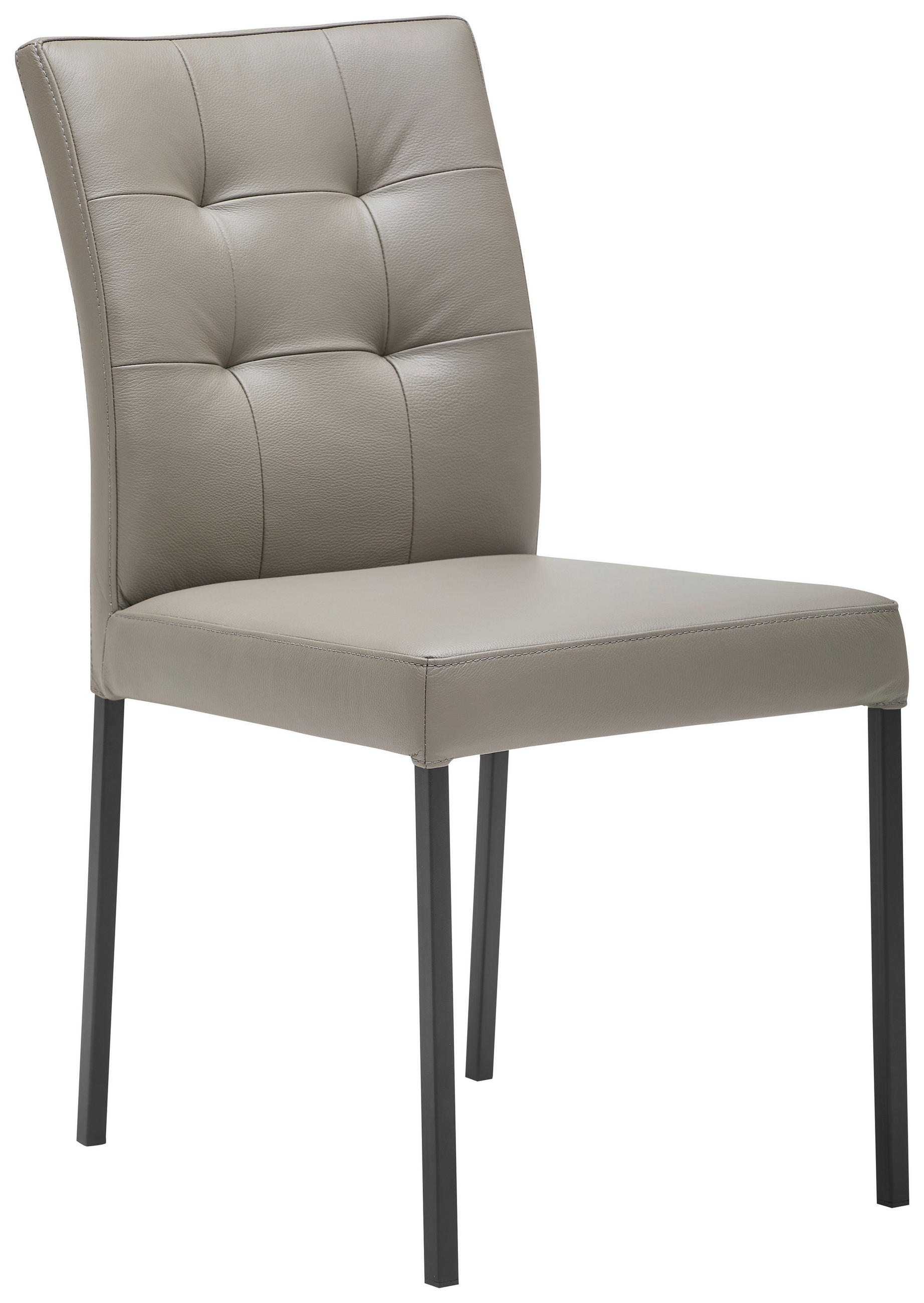 STUHL Echtleder Grau  - Schwarz/Grau, Design, Leder/Metall (45,5/86/57,5cm) - home24