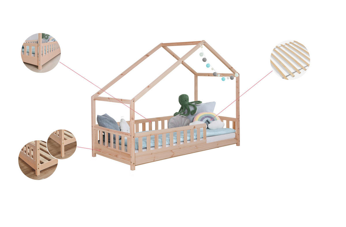 HAUSBETT 90/200 cm Naturfarben  - Naturfarben, Modern, Holz (90/200cm) - MID.YOU