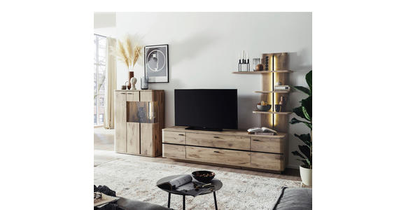 WOHNWAND in Anthrazit, Eichefarben 300/181/50 cm - Eichefarben/Anthrazit, KONVENTIONELL, Glas/Holzwerkstoff (300/181/50cm) - Cantus