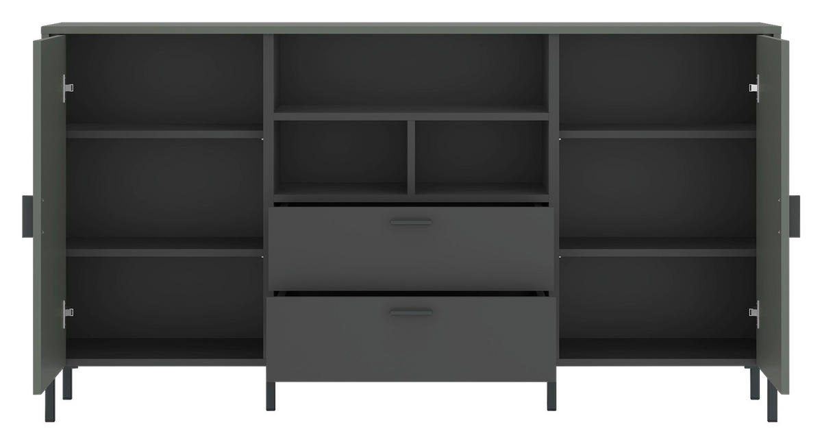 SIDEBOARD SHIRLEY  in 158,2/84,8/40 cm  - Schlammfarben/Anthrazit, Design, Holzwerkstoff/Kunststoff (158,2/84,8/40cm) - Carryhome
