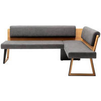 ECKBANK 215/165 cm Mikrofaser Dunkelgrau, Wildeiche Wildeiche massiv   - Wildeiche/Dunkelgrau, Design, Holz/Textil (215/165cm) - Venda