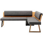 ECKBANK 195/155 cm Mikrofaser Dunkelgrau, Wildeiche Wildeiche massiv   - Wildeiche/Dunkelgrau, Design, Holz/Textil (195/155cm) - Venda