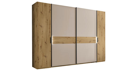 KOMBISCHRANK 312/225/61 cm 4-türig  - Kaschmir/Schwarz, Design, Holzwerkstoff/Metall (312/225/61cm) - Xora