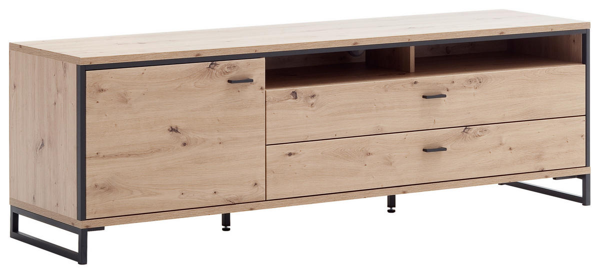 MEDIABÄNK i antracit, ekfärgad  - antracit/ekfärgad, Design, metall/trämaterial (183/60/50cm) - Livetastic