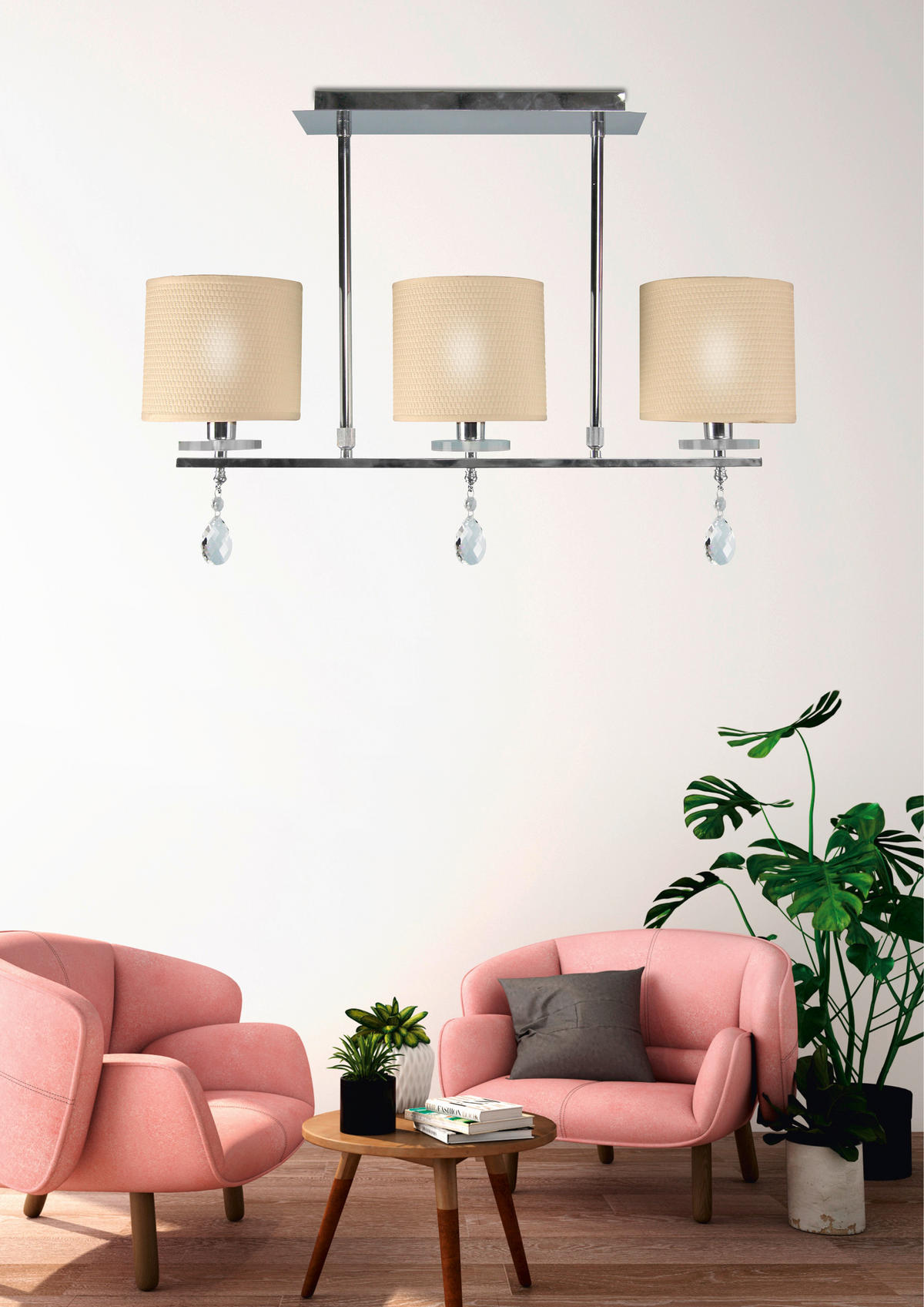 TAKLAMPA Estera 62/15/55 cm  - kromfärg, Klassisk, metall/plast (62/15/55cm)