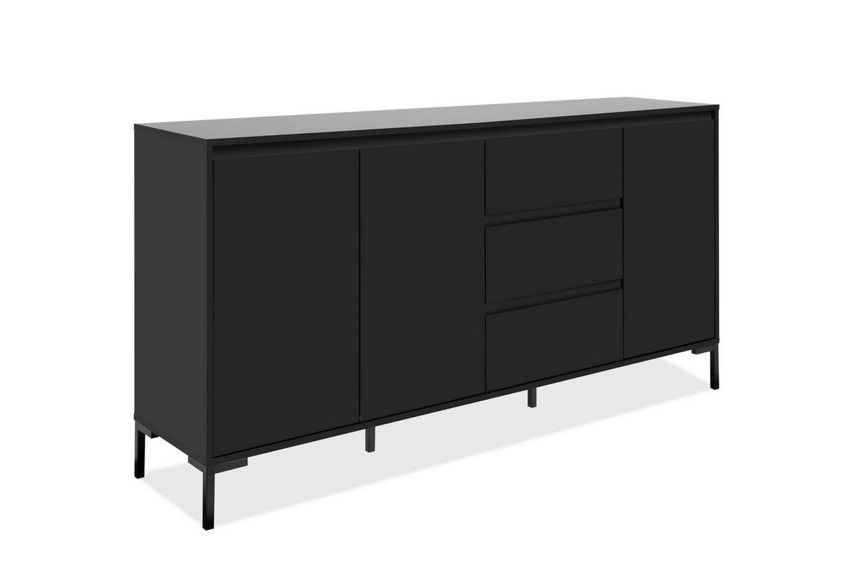 SIDEBOARD  170/87/40 cm 3 Schublade(n)  - Schwarz, Design, Holzwerkstoff/Metall (170/87/40cm) - MID.YOU
