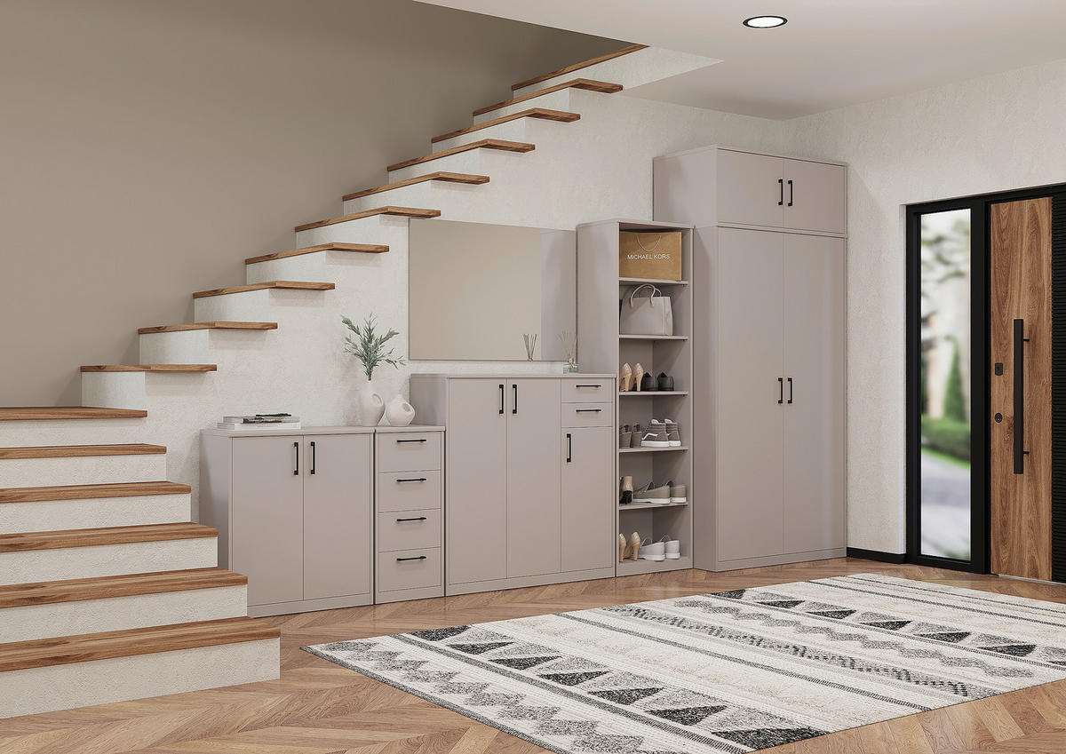 AUFSATZSCHRANK 72/43/36 cm   - Kaschmir/Schwarz, Basics, Holzwerkstoff/Metall (72/43/36cm) - Xora