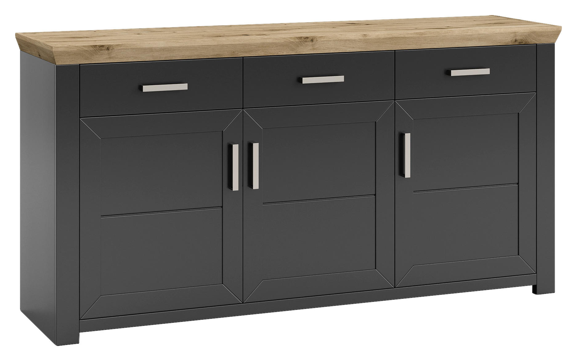 SIDEBOARD  in 184,1/94,6/51,2 cm  - Graphitfarben/Eiche Artisan, Design, Holzwerkstoff/Metall (184,1/94,6/51,2cm) - SetOne by Musterring