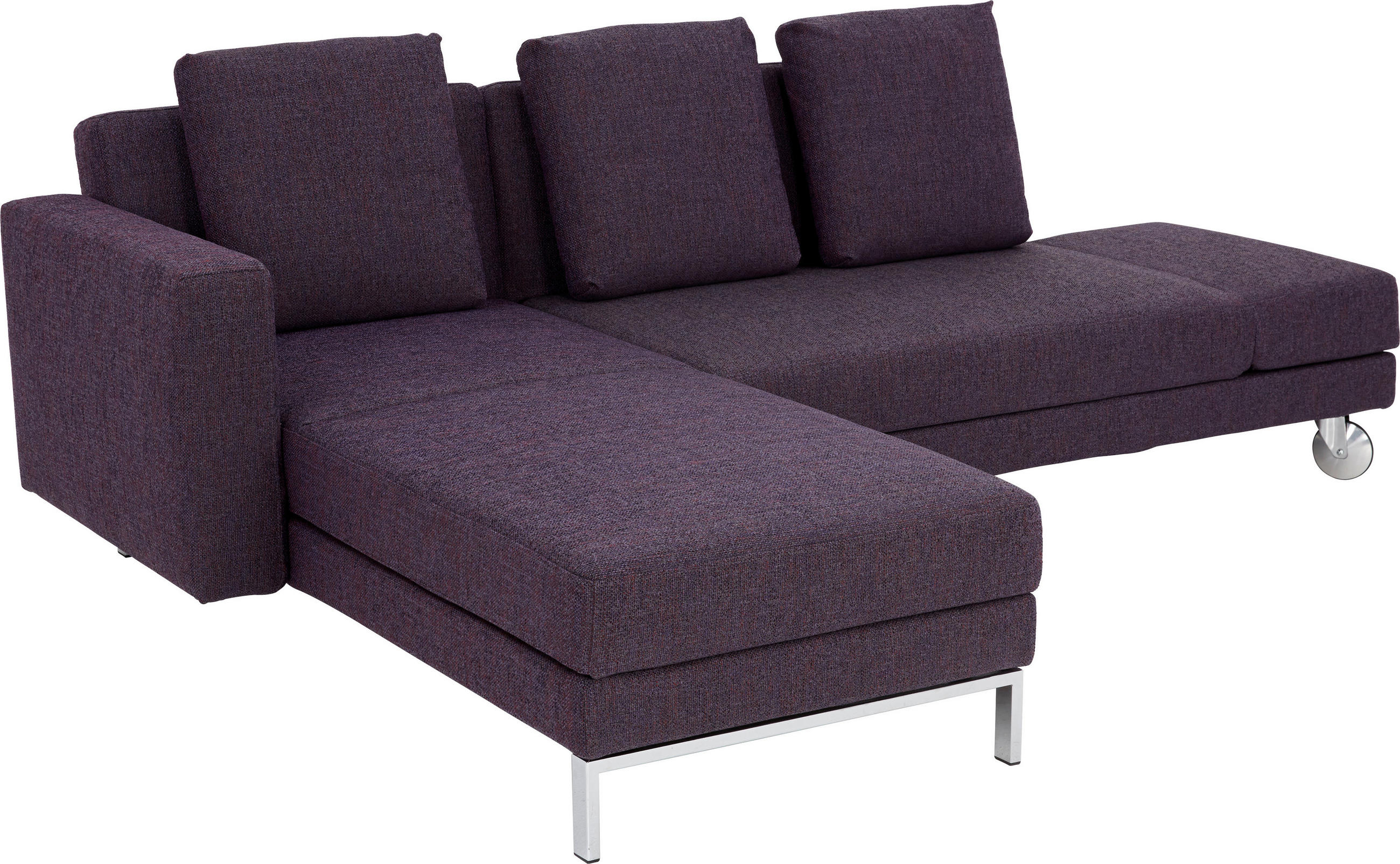 ECKSOFA in Webstoff Dunkelgrau  210/257 cm  - Chromfarben/Dunkelgrau, Design, Textil/Metall (210/257cm) - Brühl