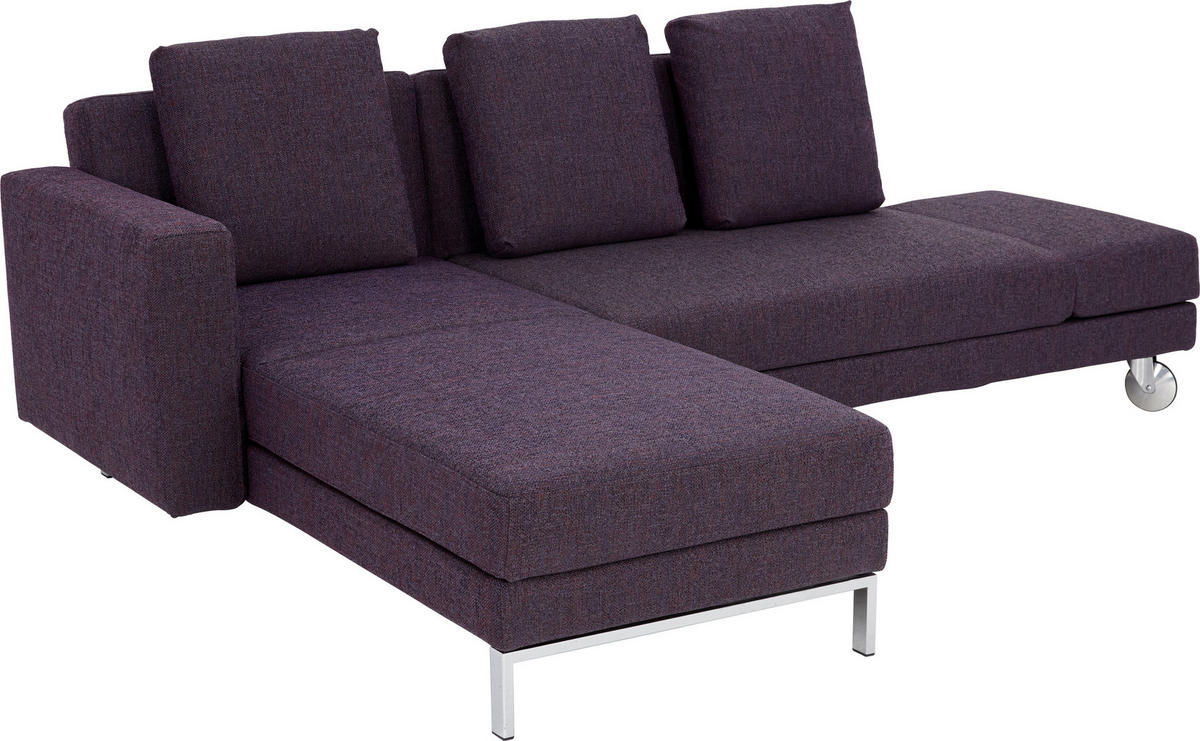 ECKSOFA in Webstoff Dunkelgrau  210/257 cm  - Chromfarben/Dunkelgrau, Design, Textil/Metall (210/257cm) - Brühl