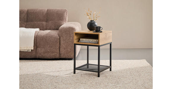 BEISTELLTISCH 40/40/58 cm Naturfarben, Schwarz quadratisch  - Schwarz/Naturfarben, Basics, Holzwerkstoff/Metall (40/40/58cm) - Xora