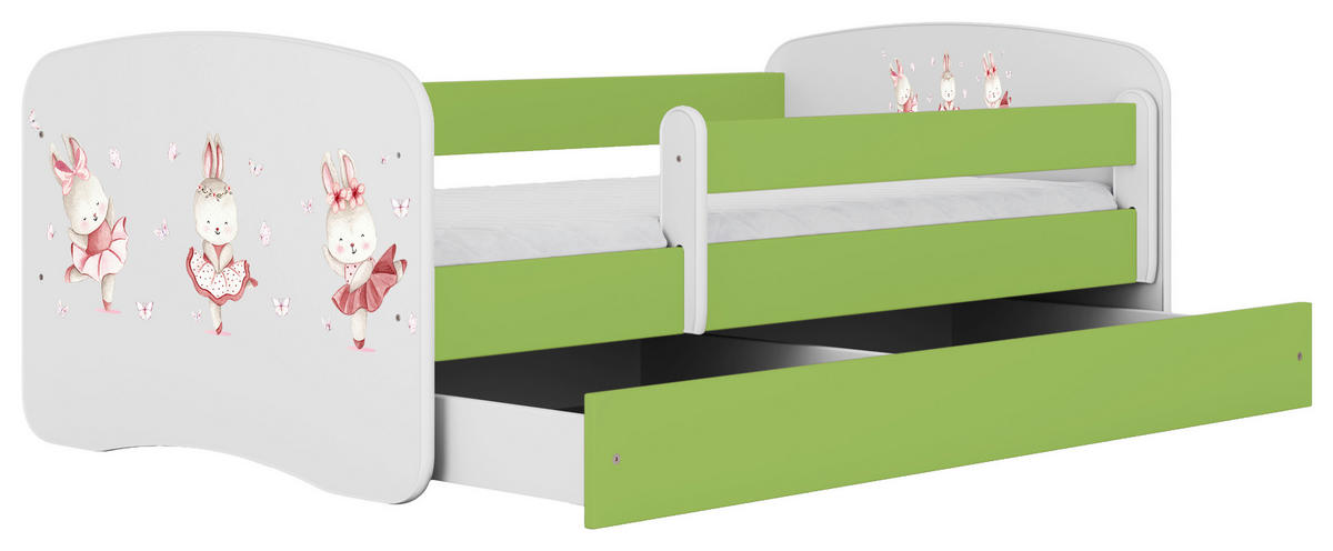 KINDER-/JUNIORBETT 80/160 cm  in Grün, Weiß  - Birkefarben/Weiß, MODERN, Holz/Holzwerkstoff (80/160cm) - MID.YOU