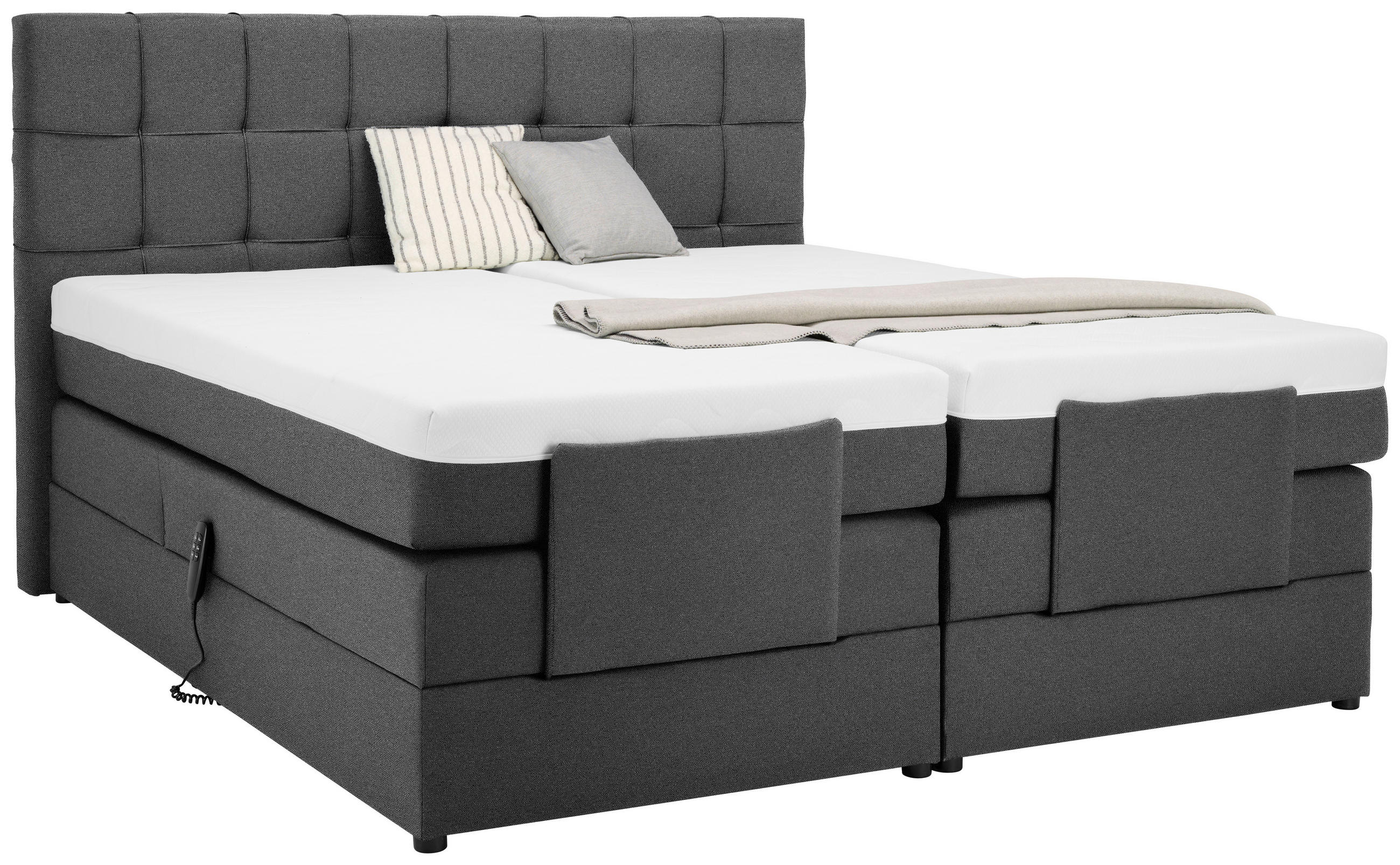 BOXSPRINGBETT 160/200 cm  in Anthrazit  - Anthrazit/Schwarz, Basics, Kunststoff/Textil (160/200cm) - Moderano