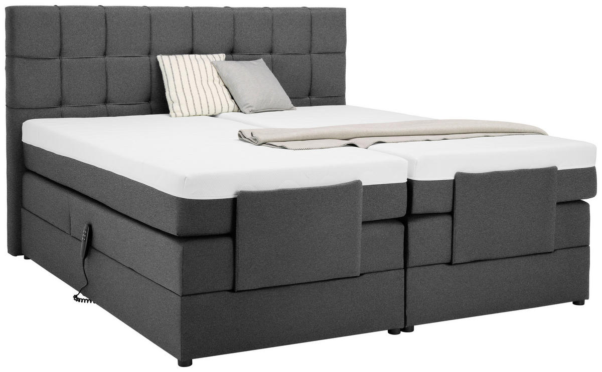 BOXSPRINGBETT 160/200 cm  in Anthrazit  - Anthrazit/Schwarz, Basics, Kunststoff/Textil (160/200cm) - Moderano
