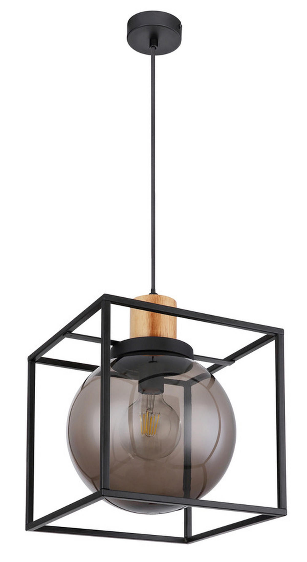 HÄNGELEUCHTE 28/28/120 cm    - Schwarz/Naturfarben, Design, Holz/Kunststoff (28/28/120cm) - Globo
