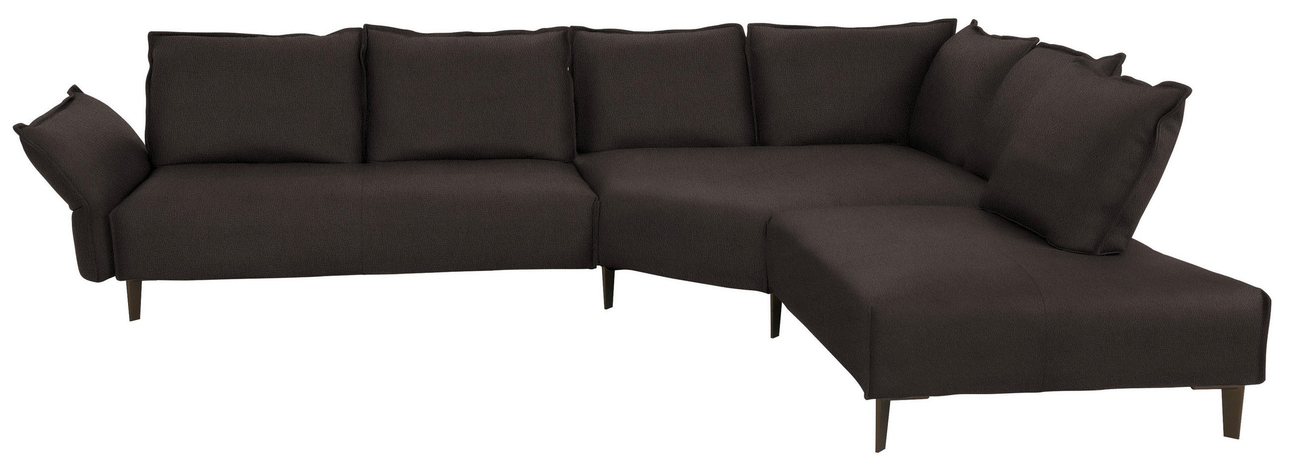 ECKSOFA in Echtleder Dunkelbraun  - Dunkelbraun/Schwarz, Design, Leder/Metall (340/272cm) - W.Schillig