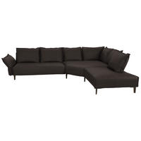 ECKSOFA in Echtleder Dunkelbraun  - Dunkelbraun/Schwarz, Design, Leder/Metall (340/272cm) - W.Schillig