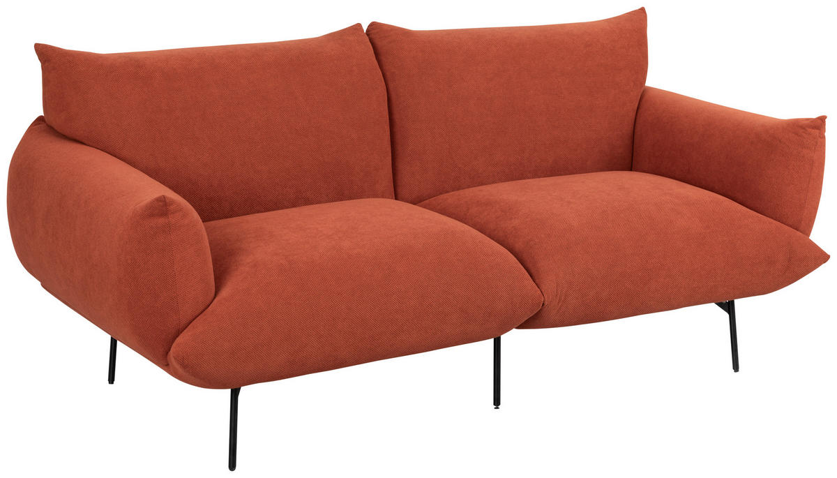 SOFA Mikrofaser Terracotta  - Terracotta/Schwarz, Trend, Textil/Metall (185/77/83cm) - P & B