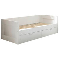 AUSZIEHBETT 90/200 cm,  in Weiß, Rollrost, Bettschubladen  - Buchefarben/Schwarz, KONVENTIONELL, Holz/Holzwerkstoff (90/200cm) - Boxxx