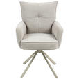 ARMLEHNSTUHL  Sitzfläche 180° drehbar, automatische Rückholfunktion Feincord  - Beige, Design, Textil/Metall (61/95/67cm) - Novel
