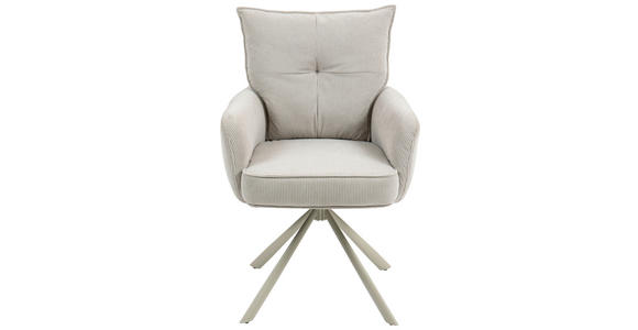 ARMLEHNSTUHL  Sitzfläche 180° drehbar, automatische Rückholfunktion Feincord  - Beige, Design, Textil/Metall (61/95/67cm) - Novel