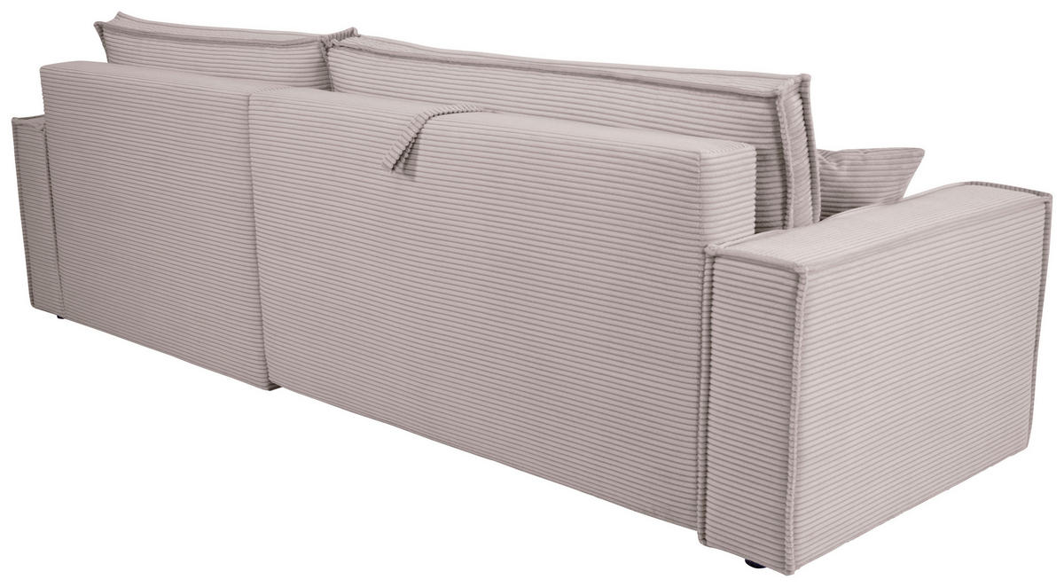 ECKSOFA inkl. Funktionen Hellgrau Cord  - Hellgrau/Schwarz, Design, Textil (267/141cm) - Xora