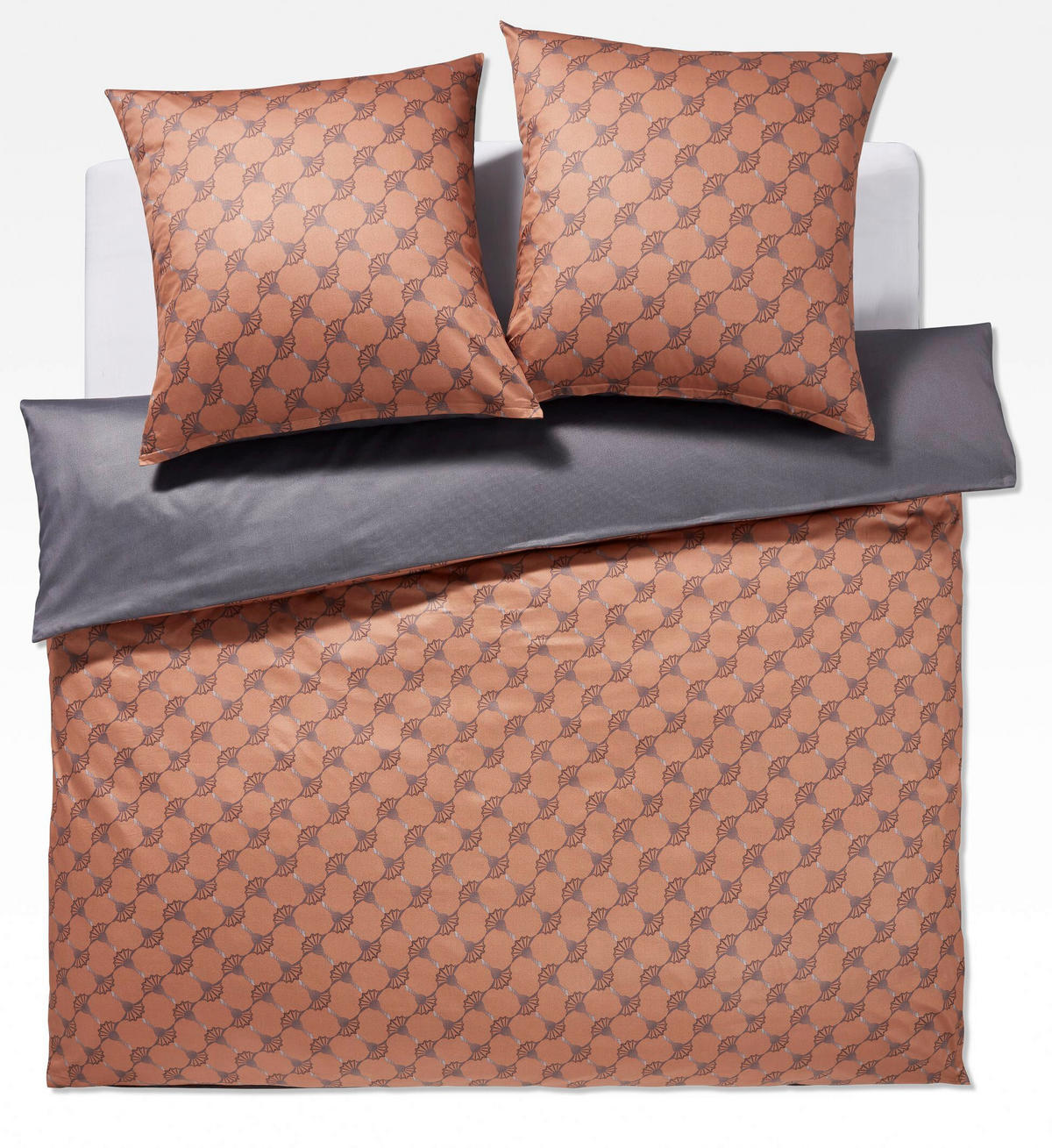 WENDEBETTWÄSCHE Cornflower Double Makosatin 240/220 cm  - Grau/Kupferfarben, Basics, Textil (240/220cm) - Joop!