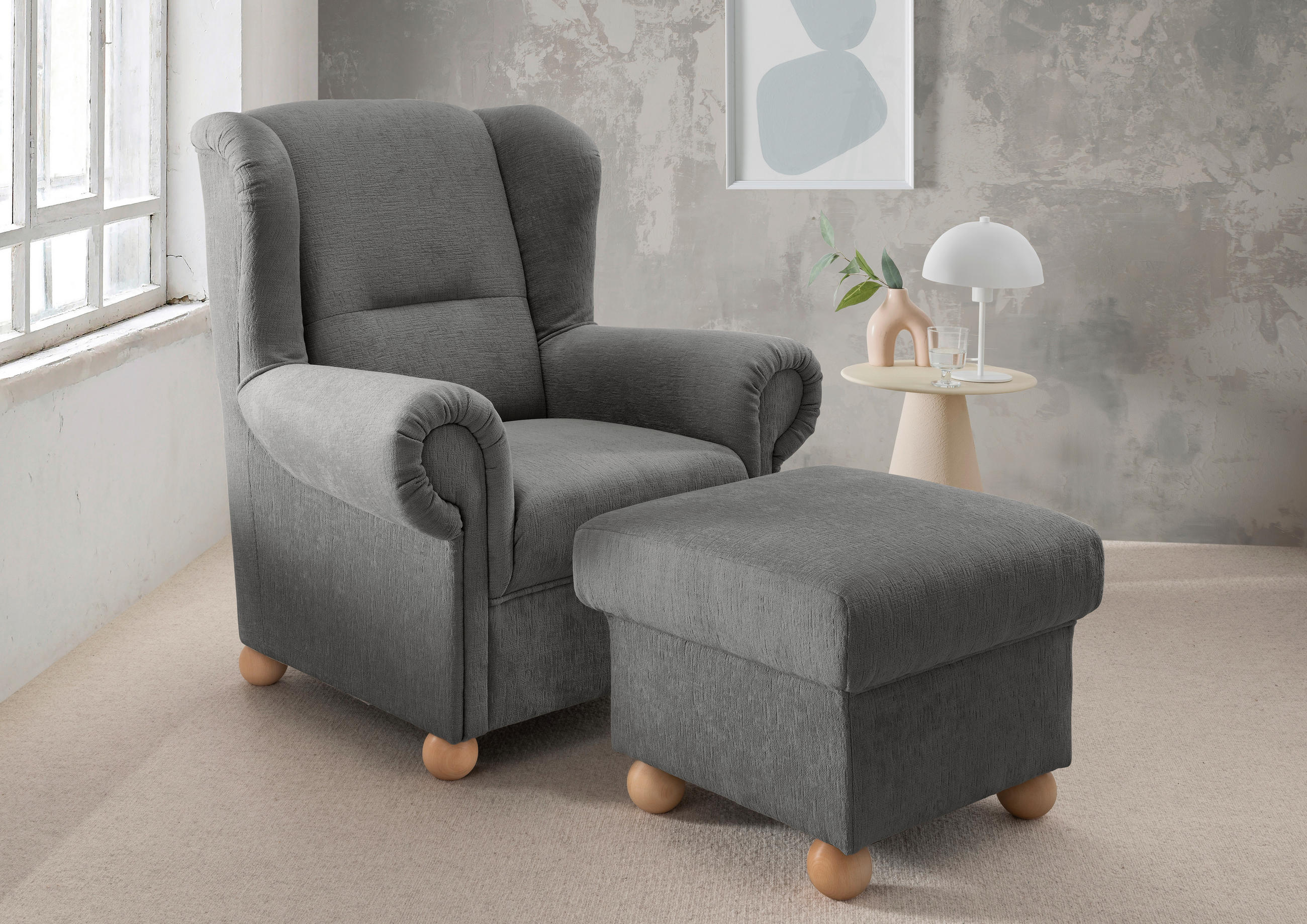 Thumbnail - Livetastic Hocker Torello, Graubraun, Textil, Buche, Uni, quadratisch, 56x46x56 cm, Made in EU, erweiterbar (Typenauswah...