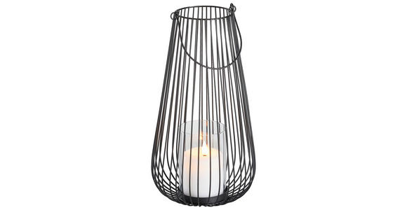 LATERNE - Schwarz, Trend, Glas/Metall (19,5/36,5cm) - Ambia Home