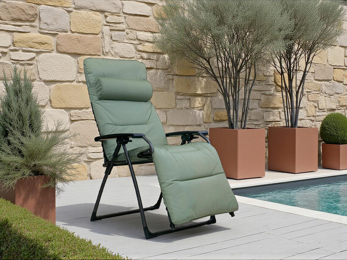 GARTEN-RELAXSESSEL 70/130/80 cm  - Anthrazit/Grün, Basics, Kunststoff/Textil (70/130/80cm)