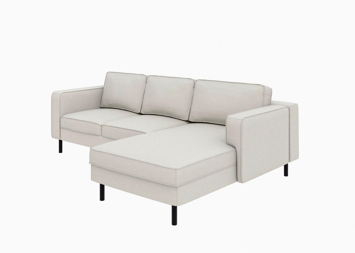 ECKSOFA WATKINS Sandfarben Struktur  - Sandfarben/Schwarz, MODERN, Textil/Metall (232/161cm) - Trendmanufaktur