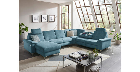 WOHNLANDSCHAFT  in Chenille Blau  - Blau/Alufarben, Design, Textil/Metall (170/333/265cm) - Dieter Knoll