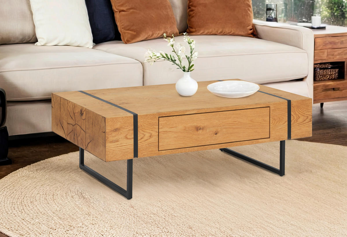 DOHÁNYZÓASZTAL fa, fém, faalapú anyag 110/70/40 cm   - natúr/fekete, Design, faalapú anyag/fa (110/70/40cm) - MID.YOU