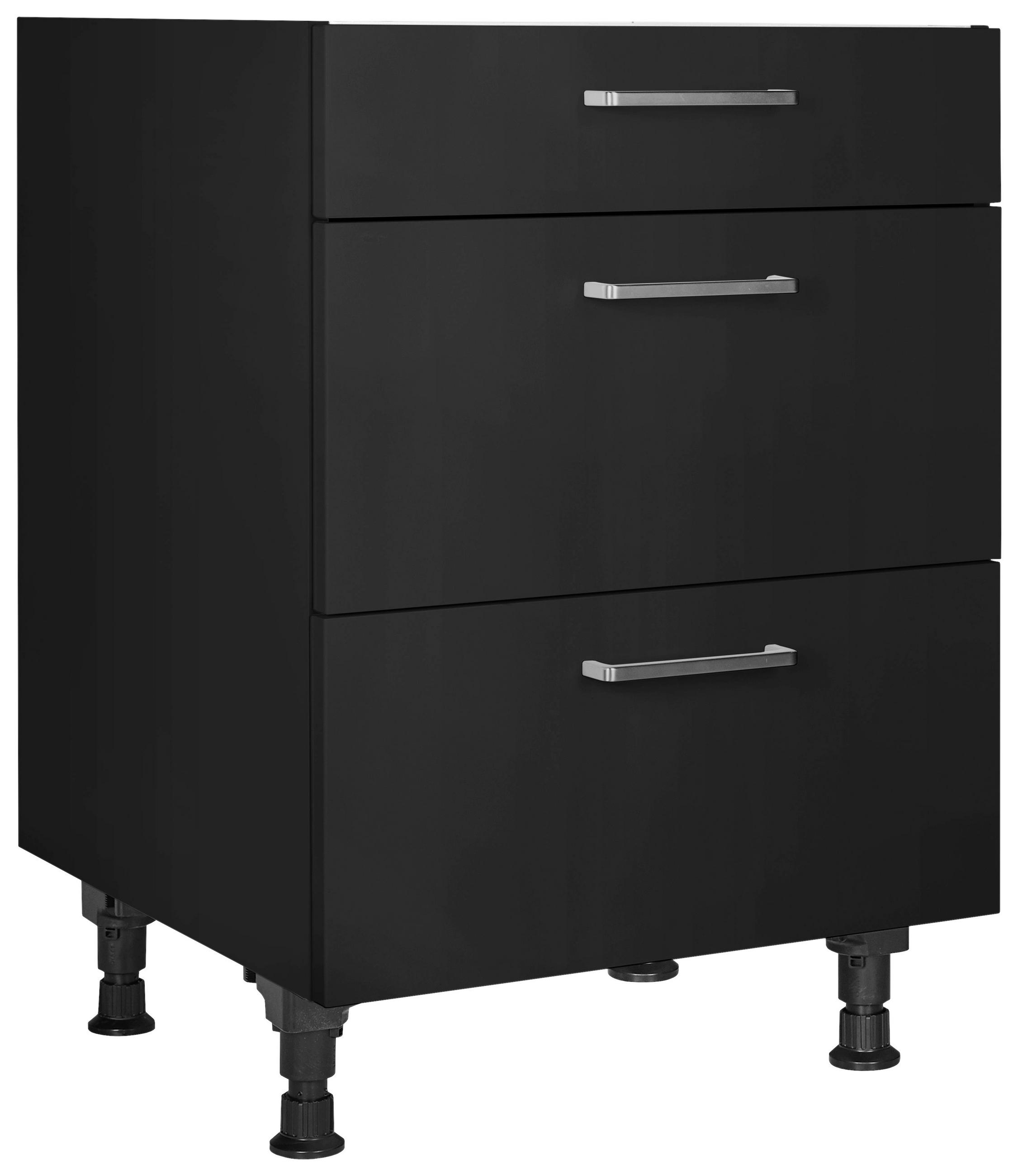 KOCHFELDUMBAUSCHRANK 60/87/56 cm  in Schwarz  - Edelstahlfarben/Schwarz, MODERN, Holzwerkstoff/Metall (60/87/56cm) - Nobilia