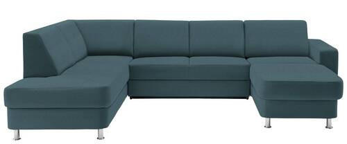 WOHNLANDSCHAFT in Chenille Türkis, Petrol  - Türkis/Chromfarben, Design, Kunststoff/Textil (198/301/165cm) - Xora