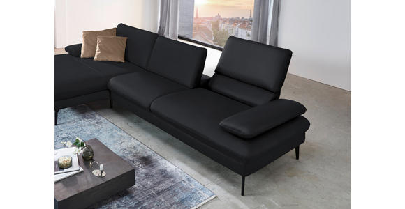 ECKSOFA in Echtleder Anthrazit 157/325 cm - Anthrazit/Schwarz, Design, Leder/Metall (157/325cm) - Dieter Knoll