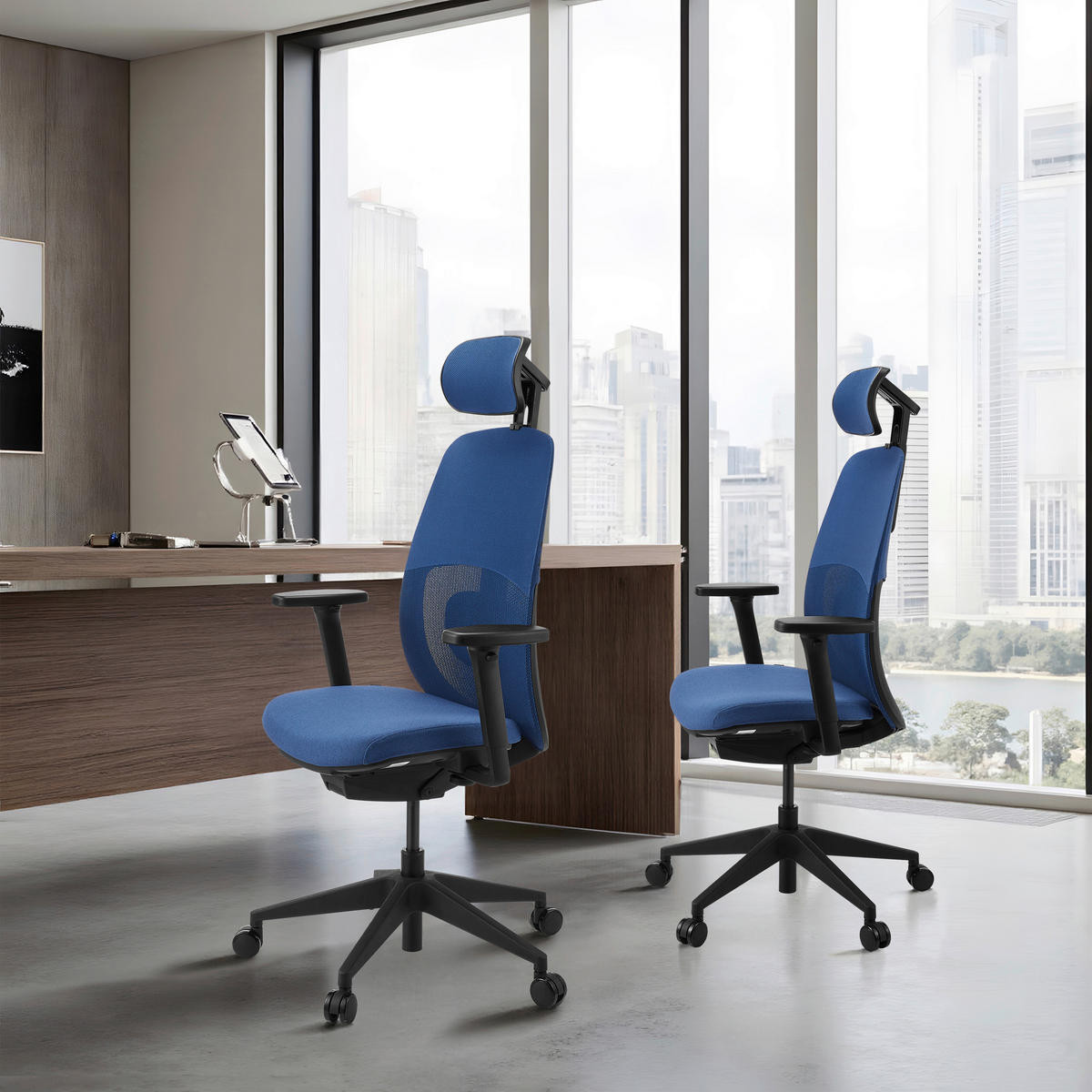 DREHSTUHL Flachgewebe Blau  - Blau/Schwarz, MODERN, Kunststoff/Textil (71/131/66cm) - MID.YOU