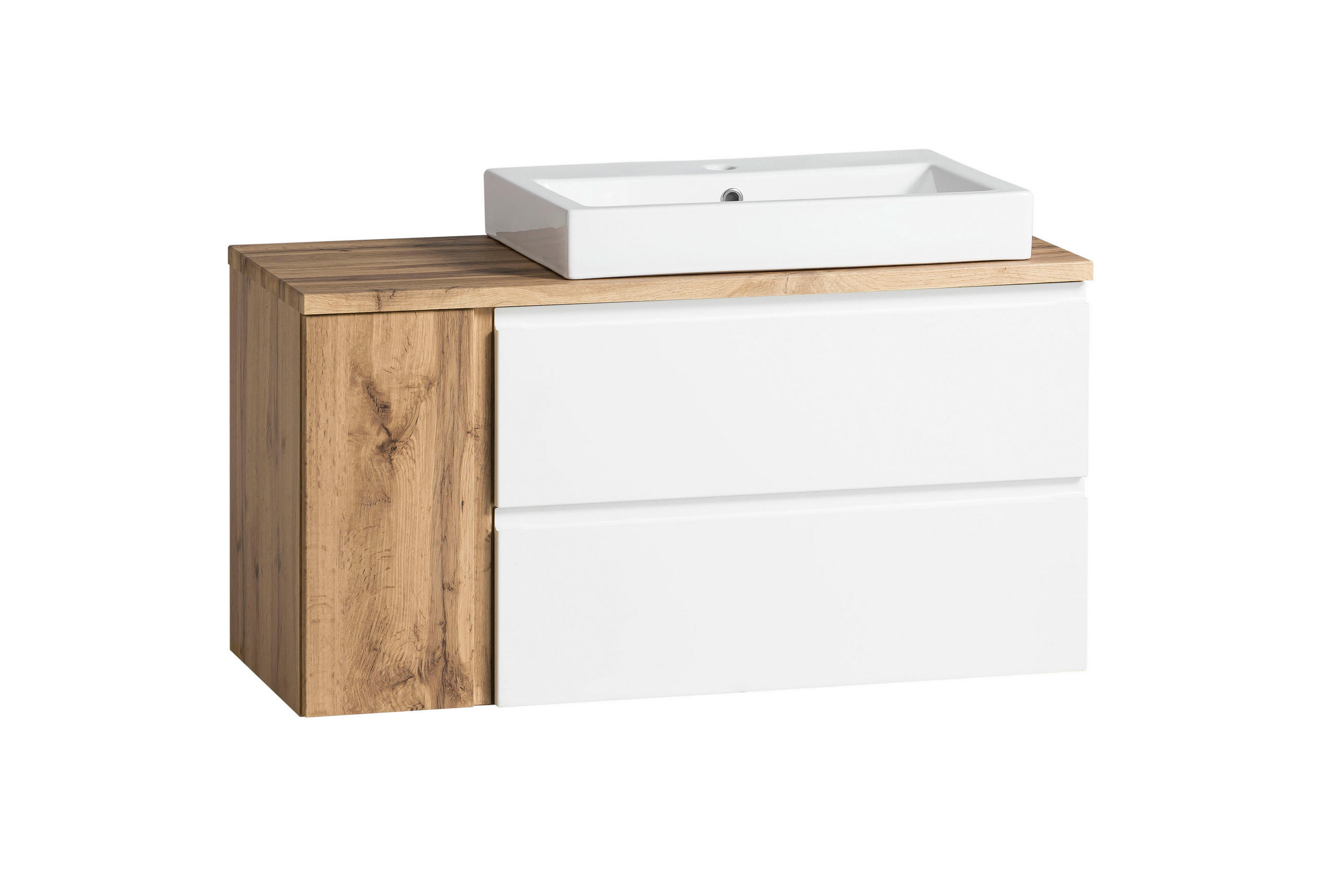 WASCHTISCHKOMBI 105 cm  - Eiche Wotan/Weiß, MODERN, Keramik/Holzwerkstoff (105cm) - Held