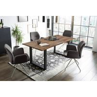 TISCHGRUPPE Dunkelgrau, Walnussfarben  - Dunkelgrau/Silberfarben, MODERN, Holz/Textil (180/90/75cm) - Livetastic