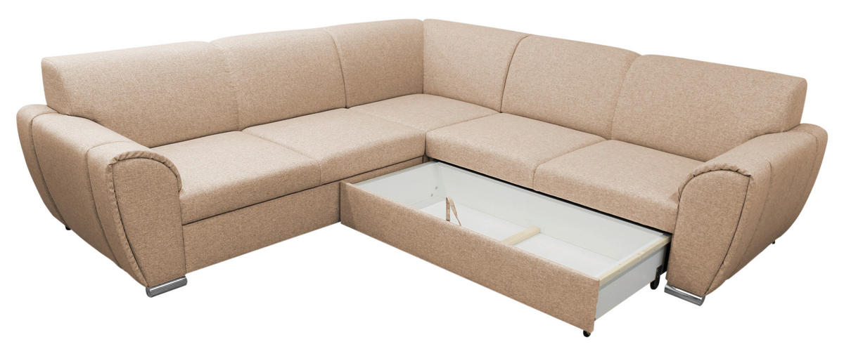 ECKSOFA in Flachgewebe Beige  266/266 cm  - Beige/Silberfarben, Design, Kunststoff/Textil (266/266cm) - Livetastic